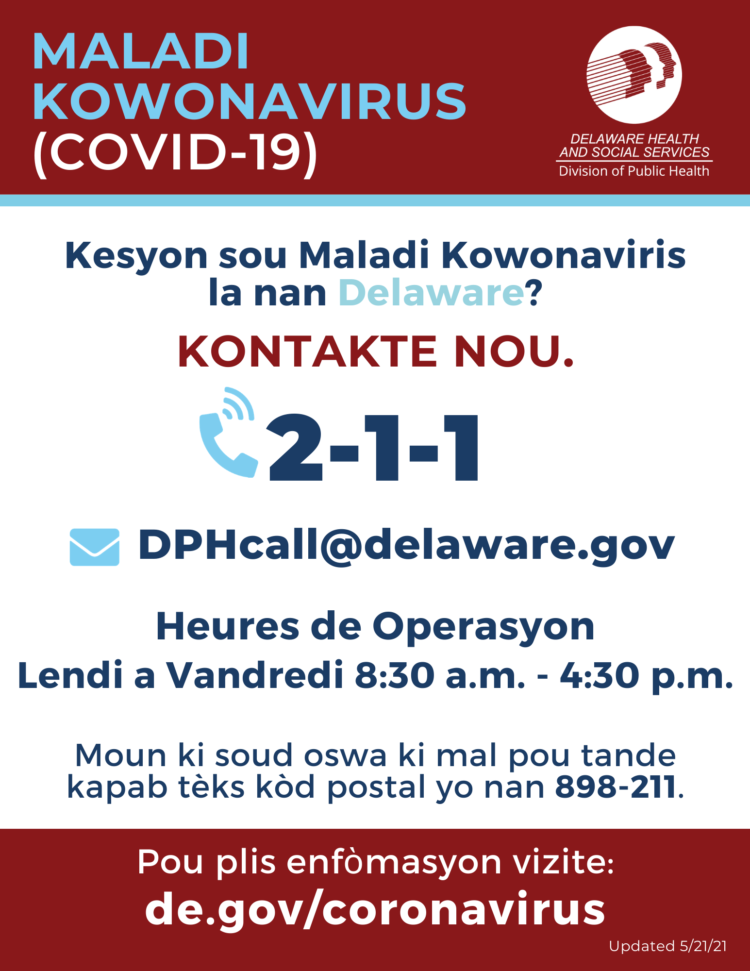 DPH Call Center Haitian Creole - Delaware's Coronavirus Official