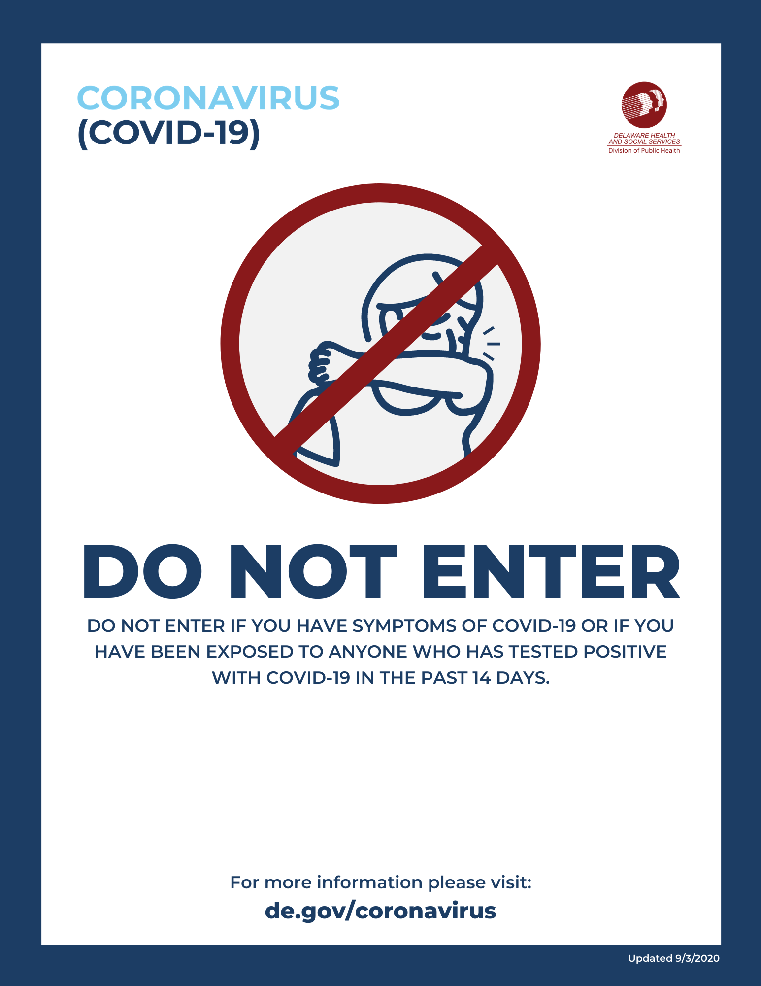 Printable Signs Delaware S Coronavirus Official Website