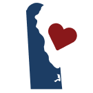 icon of Delaware and a heart shape