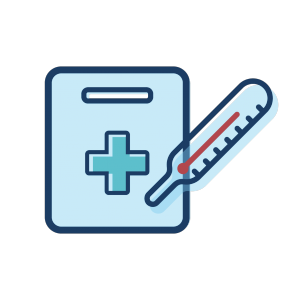 icon of chart and medical thermometer